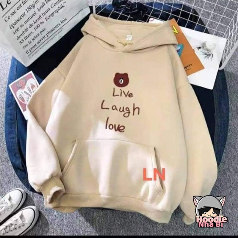 Hoodie nhà Bi  nỉ lót bông màu be cute các hình | BigBuy360 - bigbuy360.vn