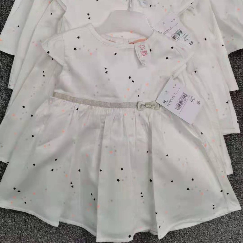 Đầm trắng xuất dư xịn họa tiết tim và sao nhí đáng yêu cho bé gái