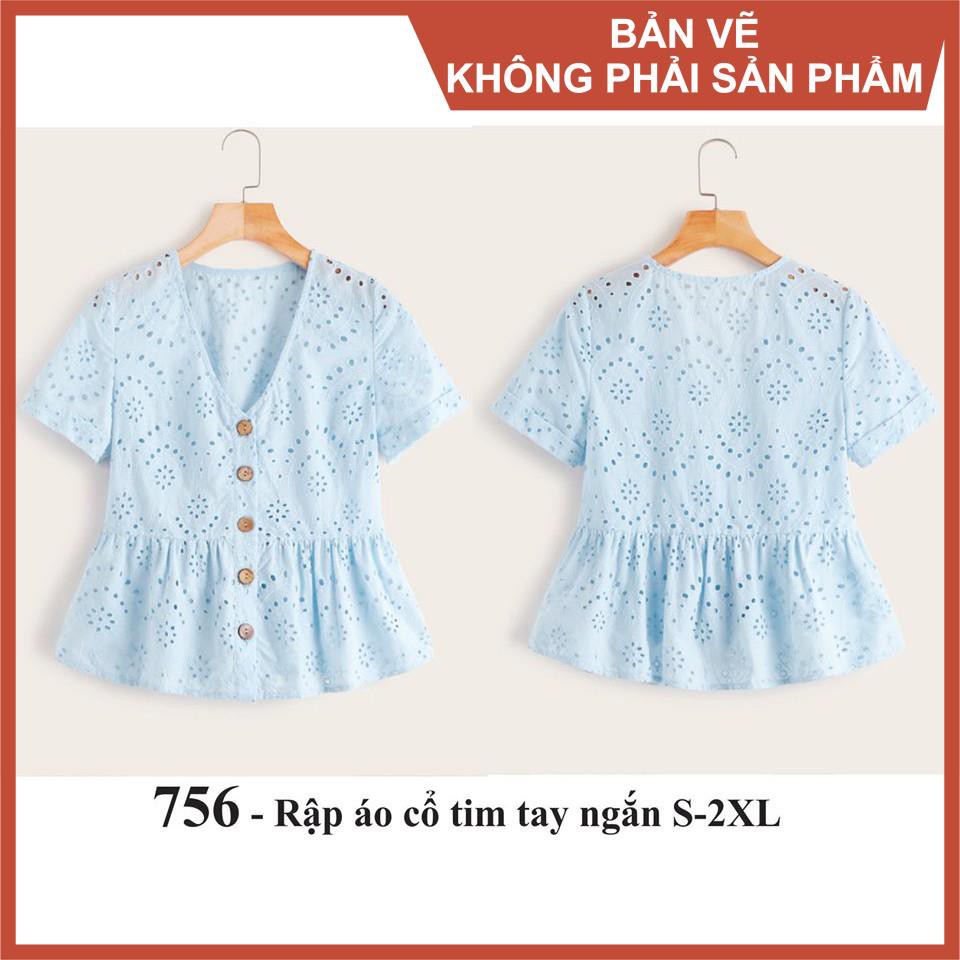 Rập áo cổ tim - Rập giấy A0 mã 756 (Bản vẽ)