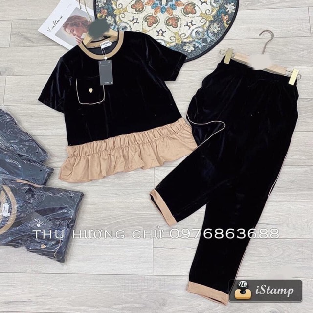 Bộ nhung phối bèo dành cho nữ | BigBuy360 - bigbuy360.vn