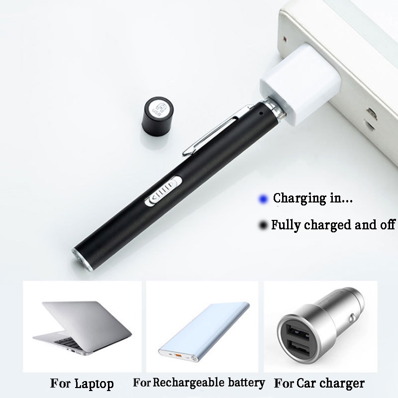 Bút Đèn Pin LED Hai Đầu Mini Bằng Thép Không Gỉ Có Thể Tái Sử Dụng Cho Gia Đình / Ngoài Trời