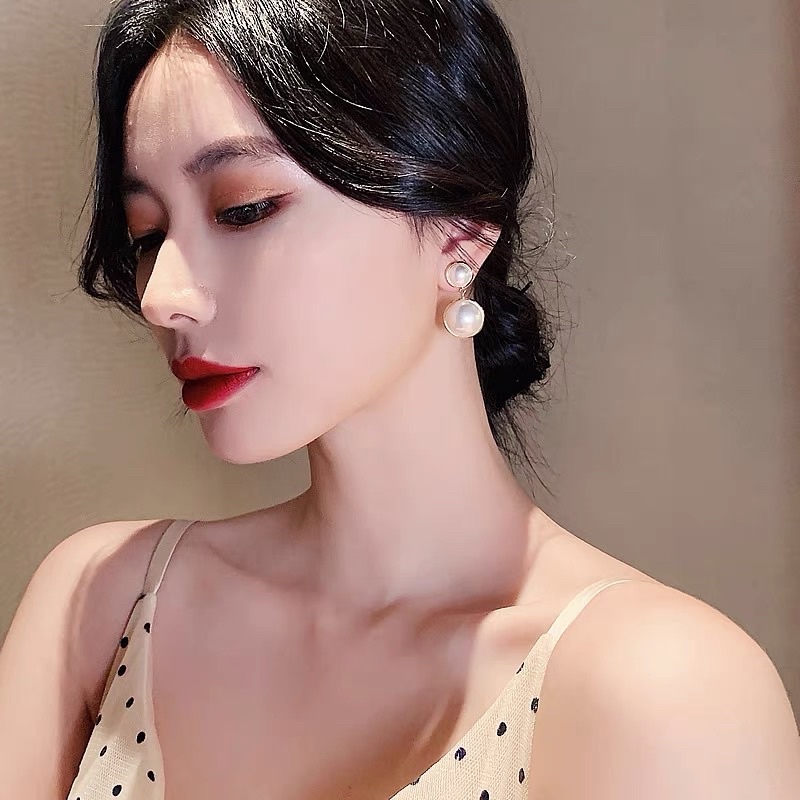 Khuyên tai đính hạt tròn nữ tính - Maben