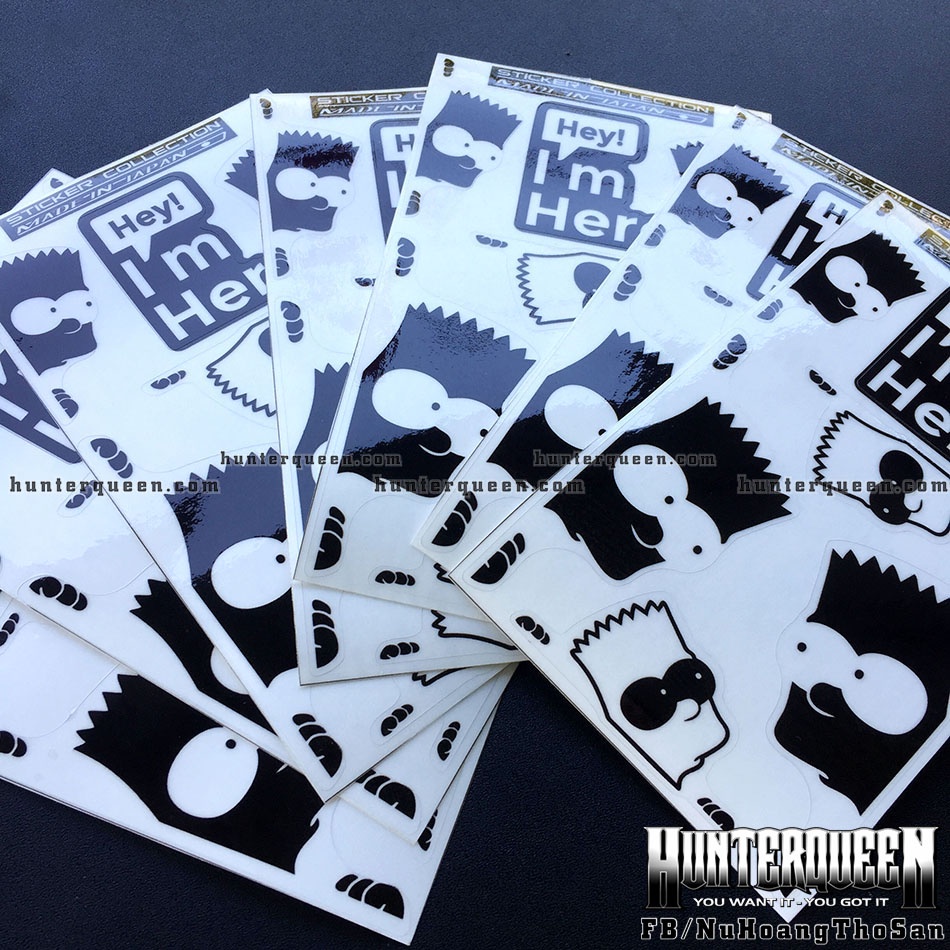 Logo Simpson trong suốt, tem xuyên thấu độc đáo. Decal cao cấp, chống nước. Sticker hình dán trang trí