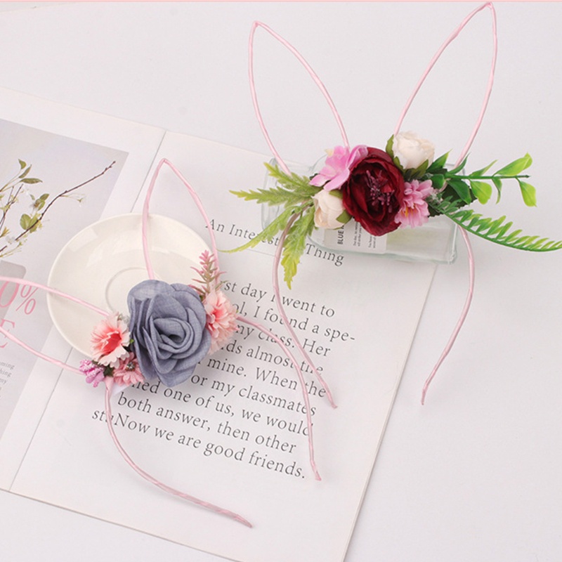 Băng Đô Tai Thỏ Đính Hoa Nhân Tạo Chủ Đề Phục Sinh