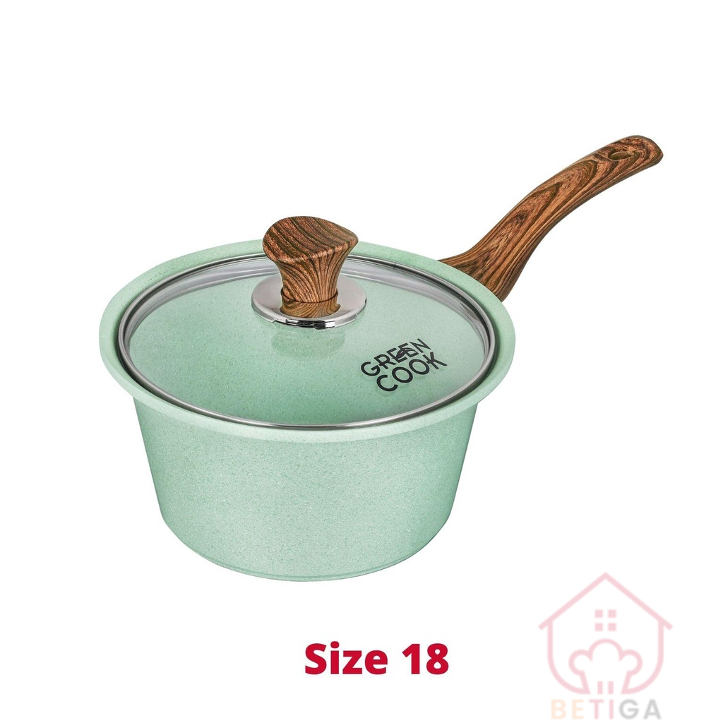 Nồi đúc đáy từ Green Cook, nồi chống dính đáy từ men đá xanh ngọc Green Cook