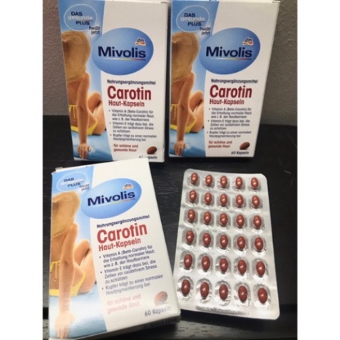 Viên uống chống nắng Mivolis Carotin nhập khẩu Đức 60 viên