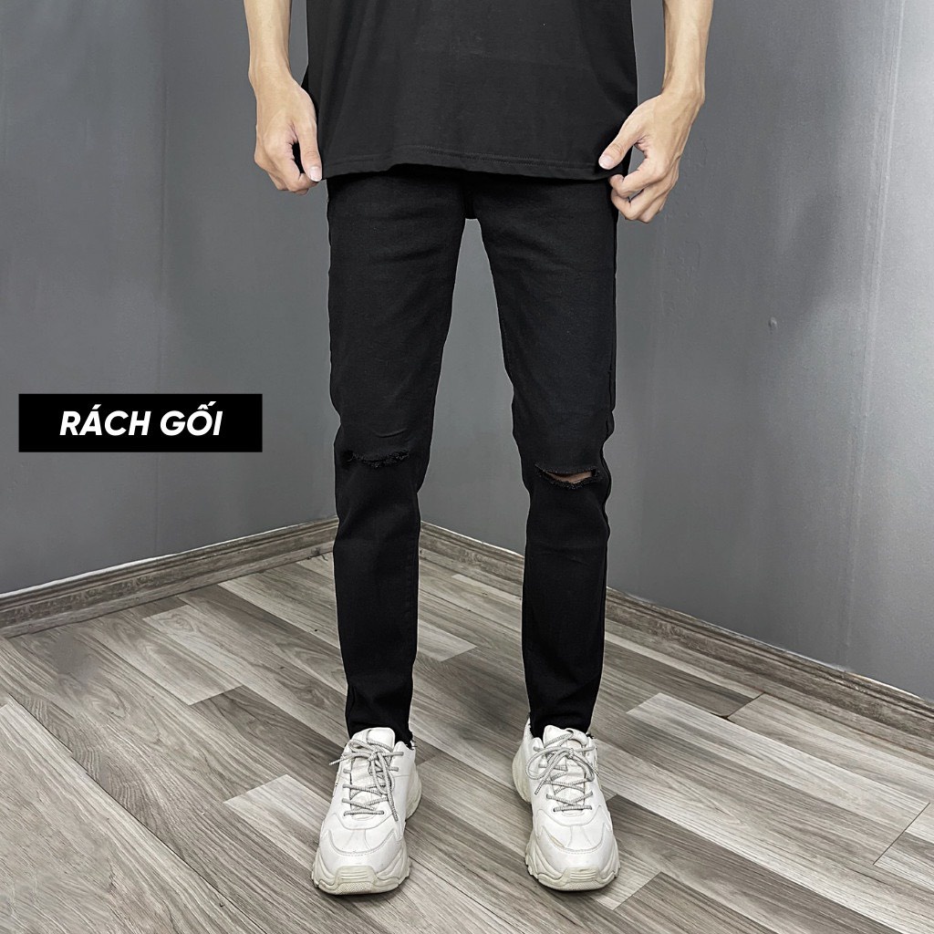 Quần Jean Nam Rách Gối Ống Côn Baggy Dáng Đứng Phong Cách Ulzzang Hàn Quốc | BigBuy360 - bigbuy360.vn