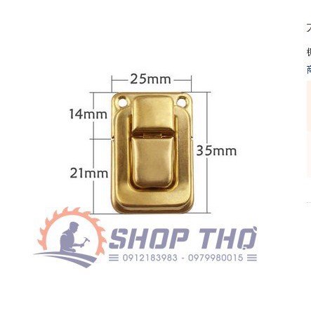 Khóa hộp chữ nhật 37x25mm màu vàng, màu đồng giả cổ