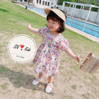 Đầm hoa nhí, váy hoa nhí trắng cho bé gái đủ size