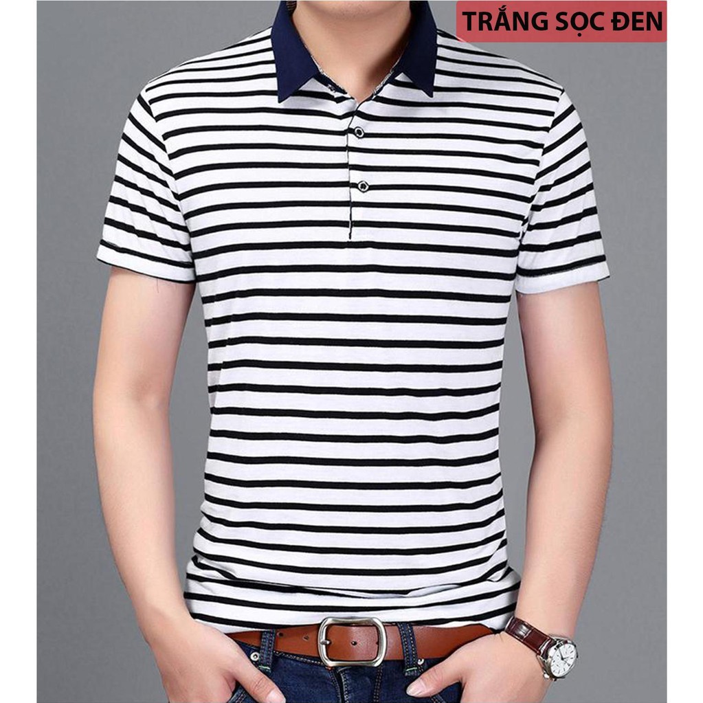 Áo Phông Nam Áo Thun Cổ Bẻ Kẻ Sọc Nhỏ Thời Trang | BigBuy360 - bigbuy360.vn