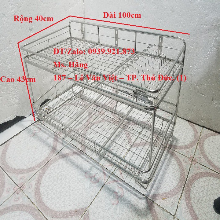 Kệ treo úp ly chén dĩa 2 tầng inox cao cấp - KTO2T-4010I-