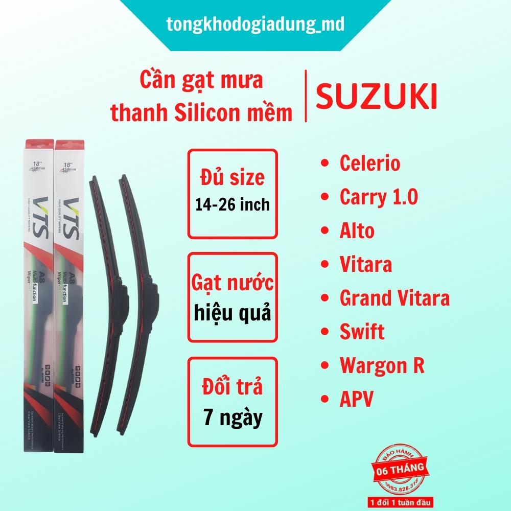 Bộ cần gạt mưa Silicon thanh mềm dành cho xe Suzuki: Celerio, Alto, Carry 1.0, Vitara, Swift, APV - BH 6 tháng