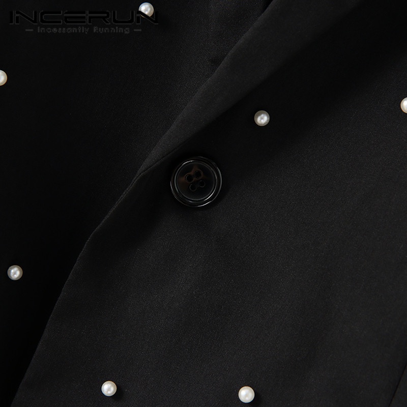 Áo khoác blazer INCERUN tay dài một nút màu trơn thời trang cho nam