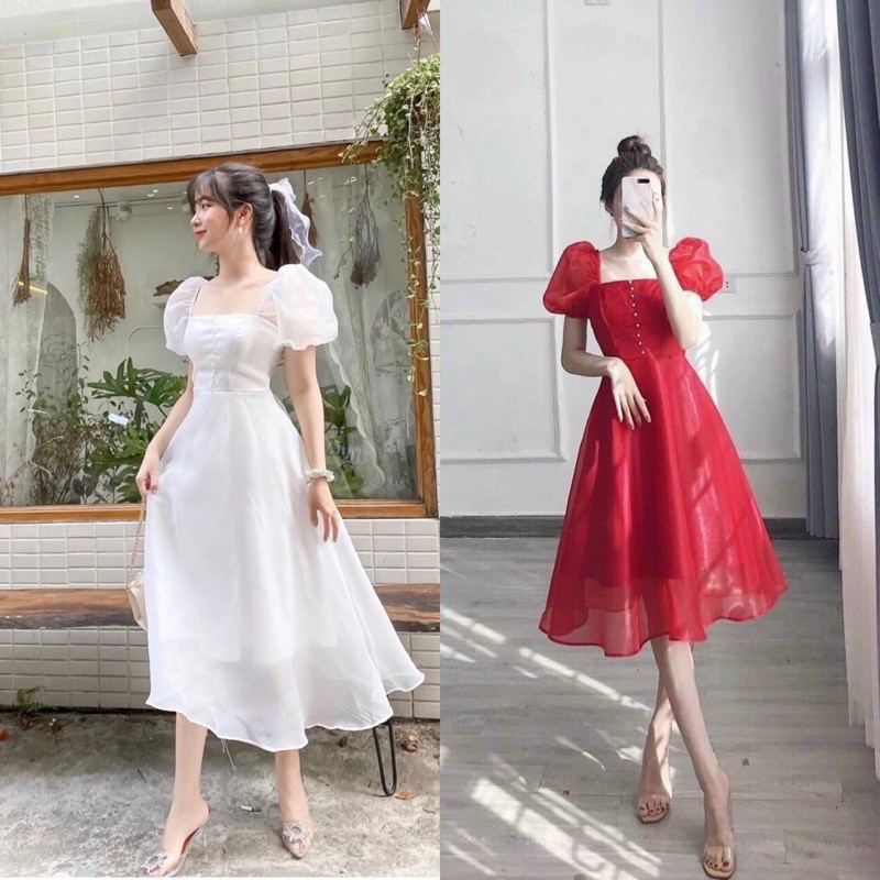 Đầm đỏ tết 2022 dạ hội xòe dự tiệc dạo phố siêu dễ thương chất vải CAO CẤP [ 7 TƠ KIẾNG] | BigBuy360 - bigbuy360.vn