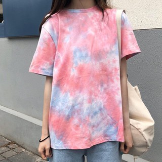 Áo loang cam hồng nam nữ mặc đôi mặc ở nhà đi chơi, đi học tay ngắn Organic Cotton