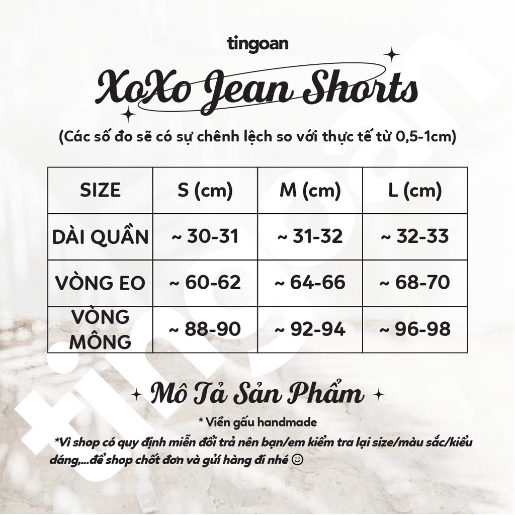 TINGOAN®  - Quần short bò cắt gấu lượn viền xanh tingoan XOXO JEANS SHORTS/BLU