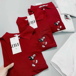 Áo polo mickey đỏ/ trắng