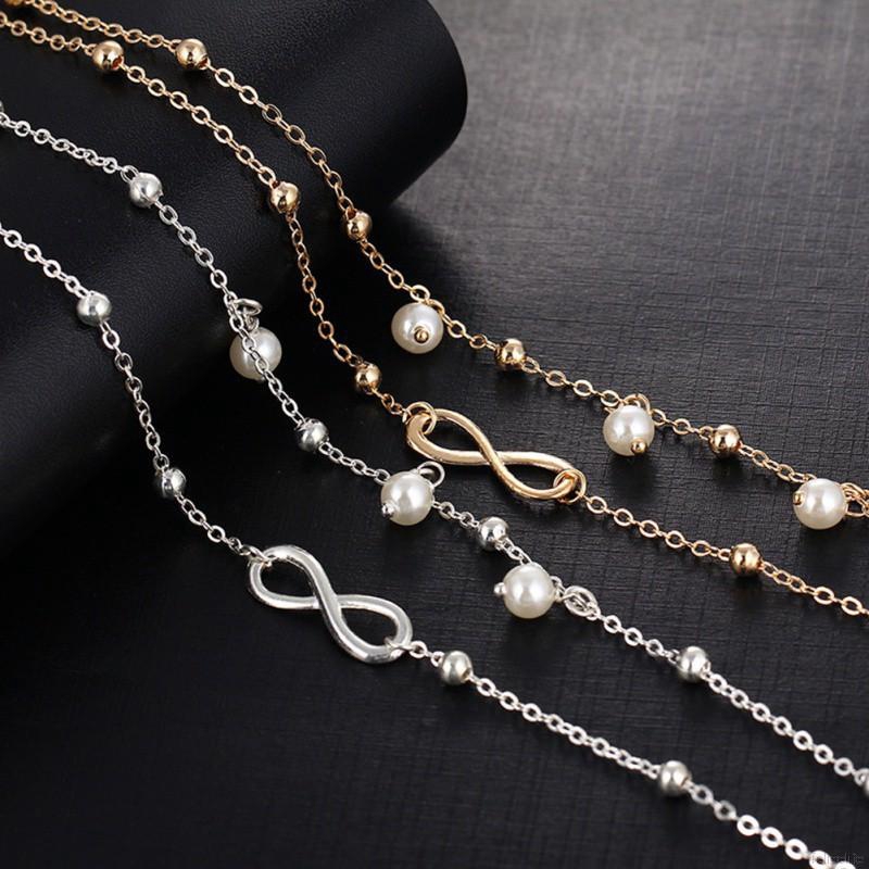 Women New Vintage Silver Color Pearl Anklet Bohemian Fashion beach Beads Ankle | BigBuy360 - bigbuy360.vn