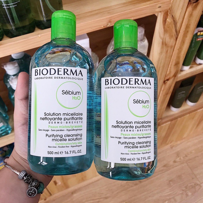 Tẩy trang Bioderma  500ml (màu hồng và màu xanh)