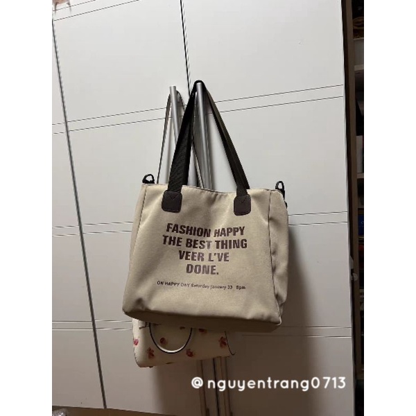 Túi Tote Vải Vintage Túi Xách Đeo Vai Đeo Chéo Đựng Laptop Đi Học Đi Làm