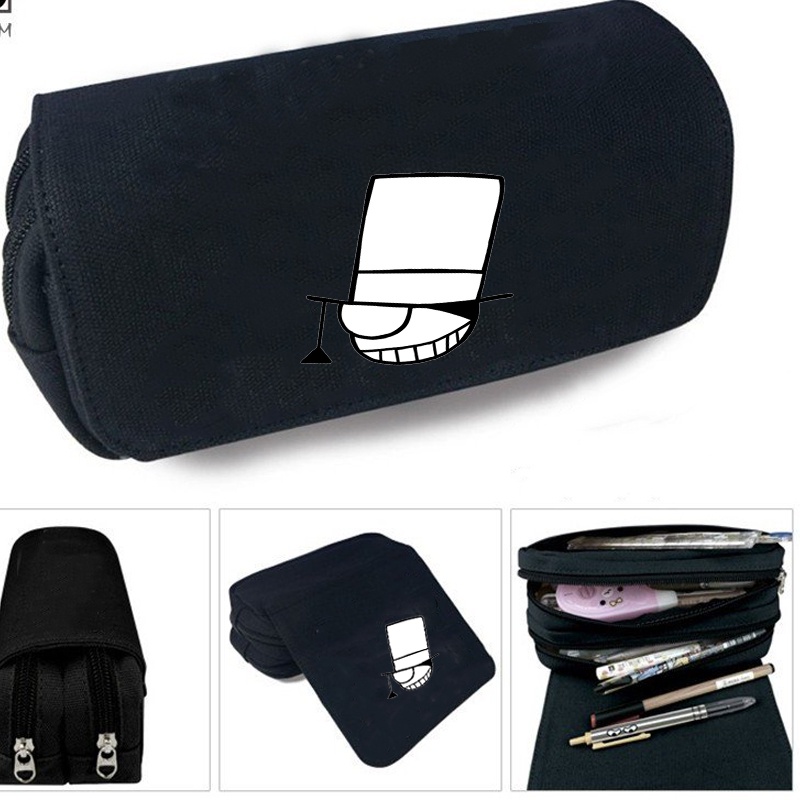 Hộp bút vải canvas in hình Kaito Kid dễ thương đi học đựng đồ dùng học tập tiện lợi