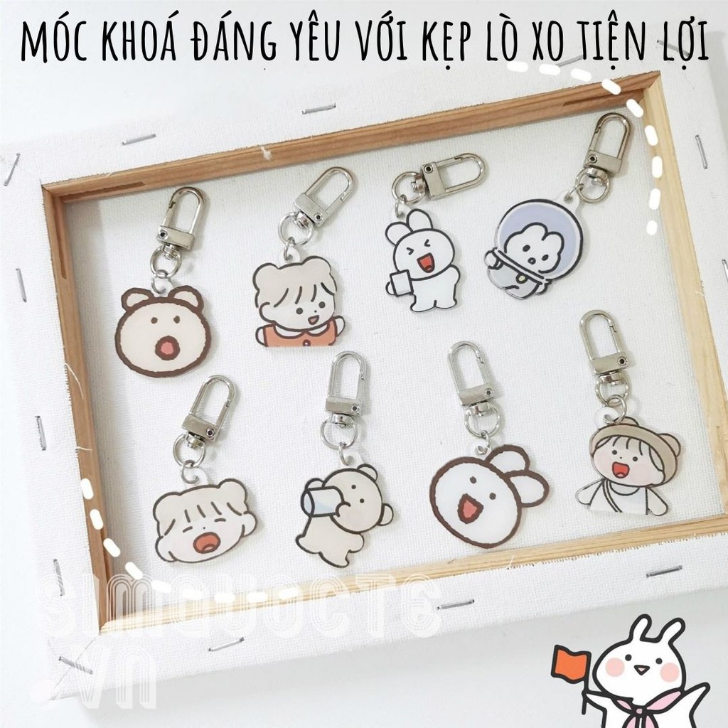 Móc Chìa Khoá Hoạt Hình Bằng Acrylic Có Kẹp Lò Xo Tiện Lợi MPK09