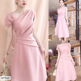 Váy hồng nhún eo v1155 - váy xinh dvc