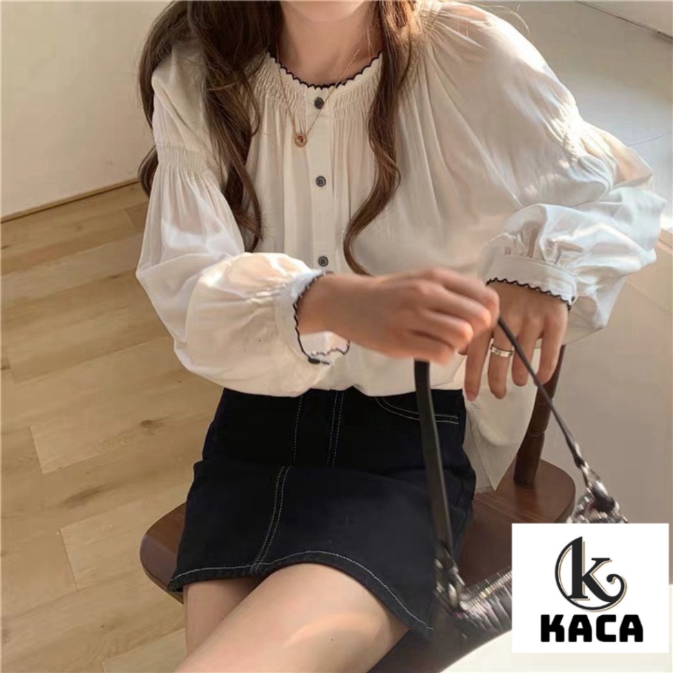 áo babydoll trắng tiểu thư xếp ly hàng QC A280 kaca.design