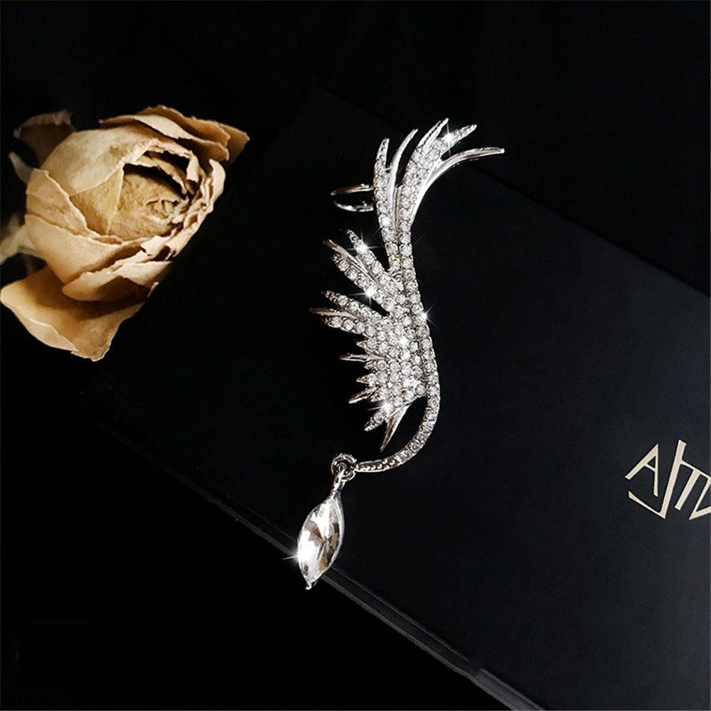 1 Cặp Bông Tai Hình Cánh Thiên Thần Đính Đá Zircon Thời Trang Cho Nữ