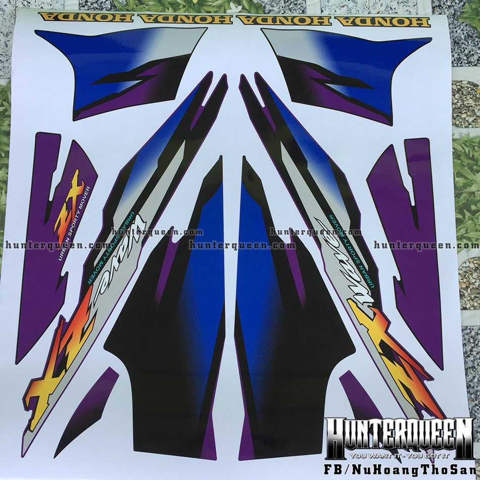 Tem rời WAVE nhỏ. Chế tem ZX tím đen nổi bật. Decal bền đẹp không bay màu