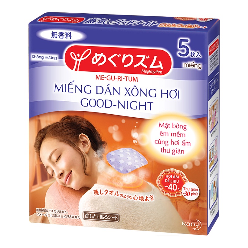 (Chọn hương) MegRhythm Miếng Dán Xông Hơi Goodnight đủ hương 5 Miếng/ Hộp