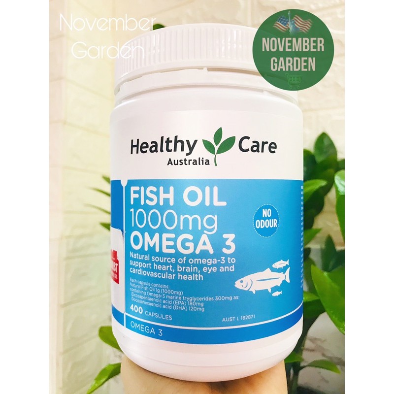 (Tem Air Úc Date 2/24) Viên uống dầu cá Fish Oil Healthy Care Omega-3 1000mg hộp 400 viên