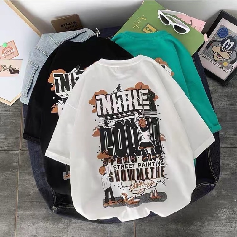 [ Rẻ vô địch ] Áo thun cotton tay lỡ dáng rộng unisex - TLE