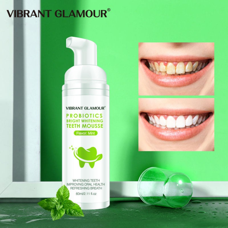 VIBRANT GLAMOUR Bọt Tẩy Trắng Răng Làm Sạch Răng Khử Mùi Hôi Miệng Mousse Teeth Whitening Clean Teeth 60ml