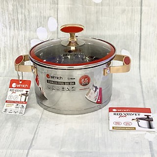 Nồi inox elmich 5267 size 18cm đáy từ -nồi elmich red velvet nhập khẩu bh 5 năm chính hãng