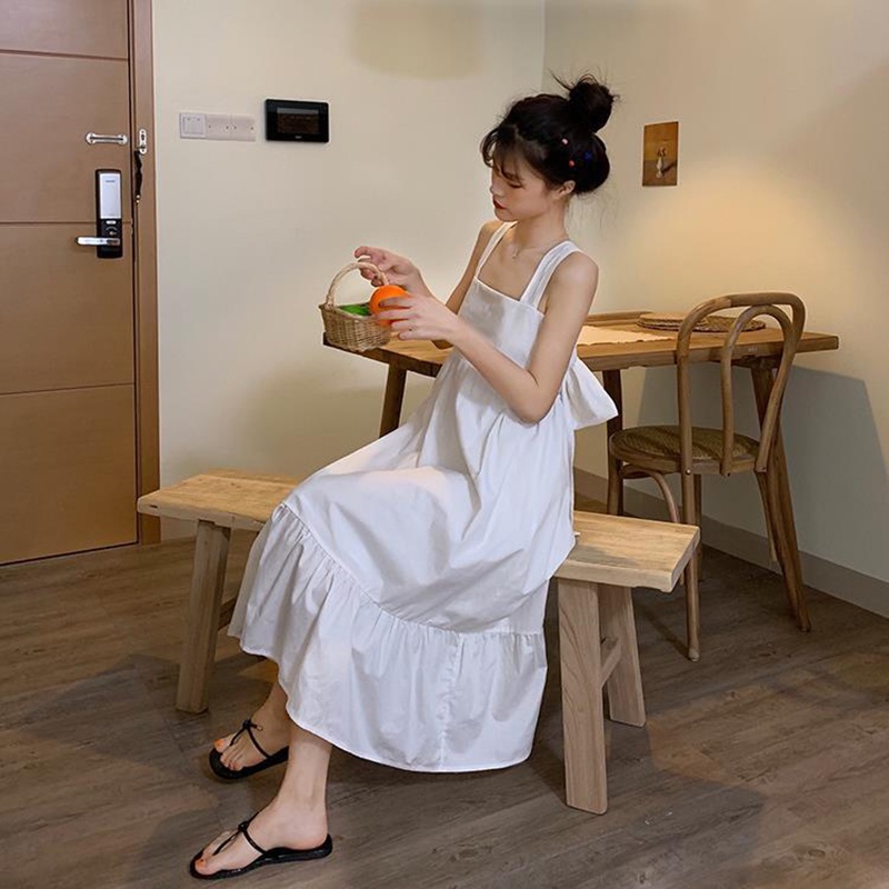 Đầm IELGY dài không tay thắt nơ lưng phong cách thời trang Hàn Quốc dành cho nữ