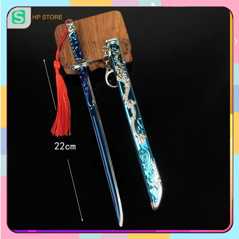 Mô hình Kiếm Long Thủy Thần Kiếm dài 22cm bằng Kim Loại