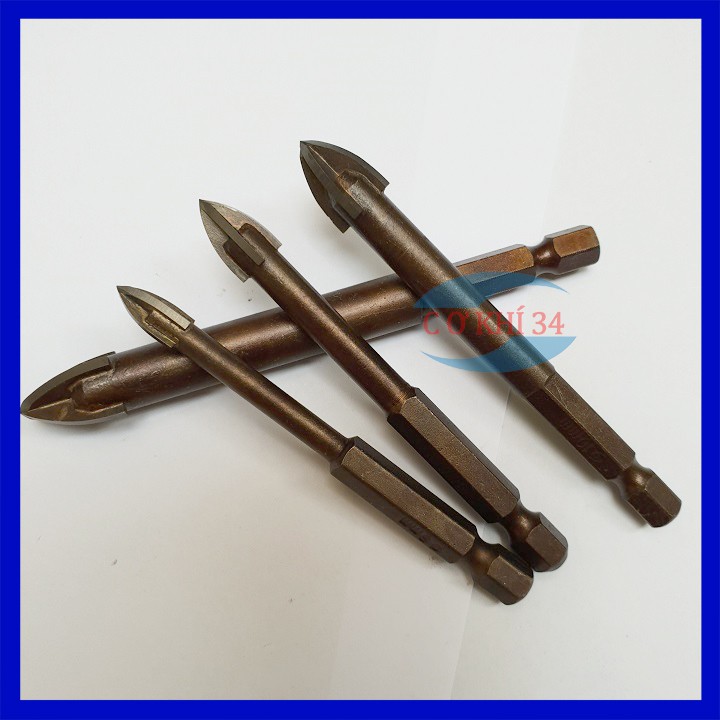 Bộ 4 mũi khoan gạch men, đá hoa, thủy tinh...chuôi lục giác màu đen
