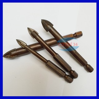 Bộ 4 mũi khoan gạch men, đá hoa, thủy tinh...chuôi lục giác màu đen
