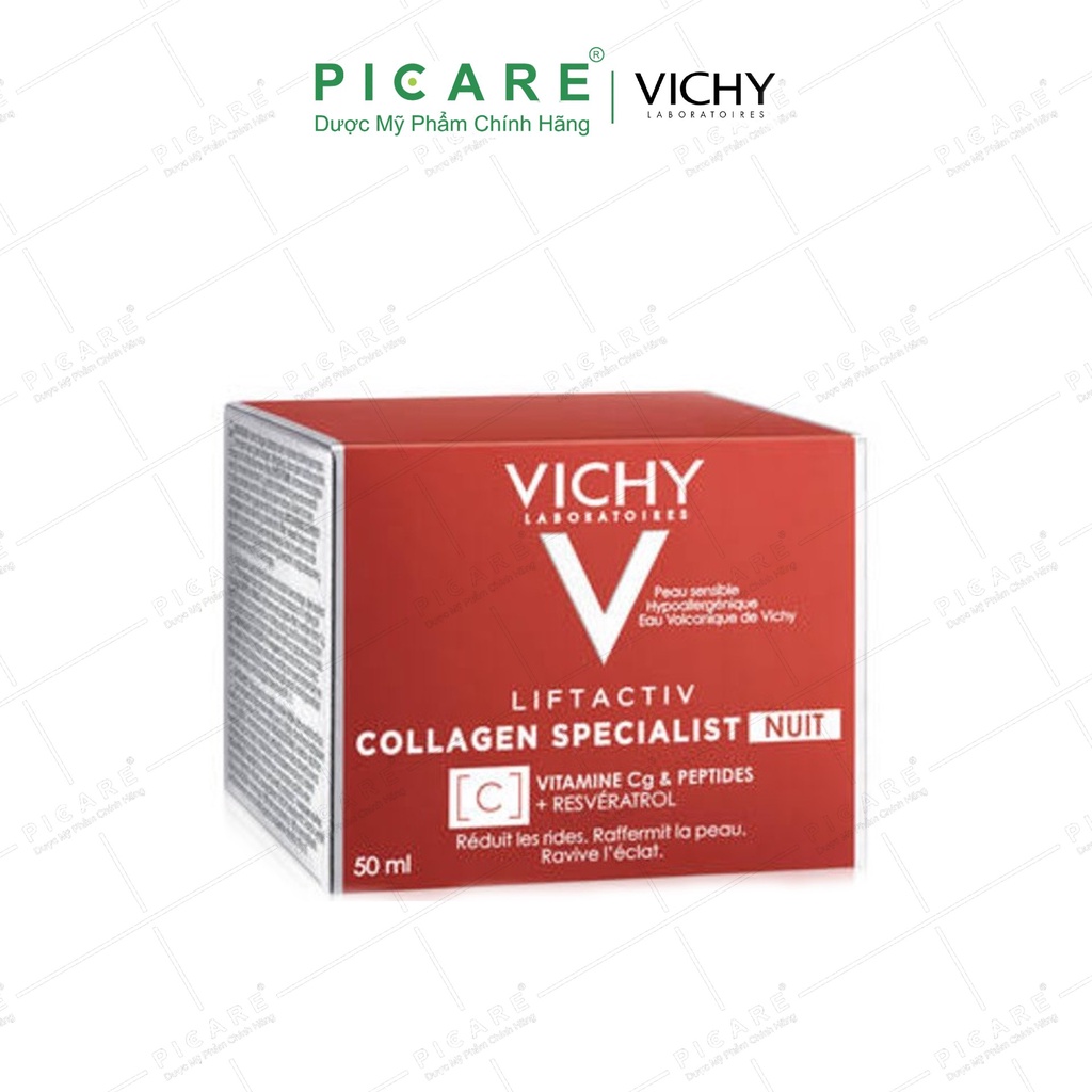 Kem dưỡng giúp sáng da, mờ thâm nám ban đêm Vichy Liftactiv Collagen Specialist Night 50ml
