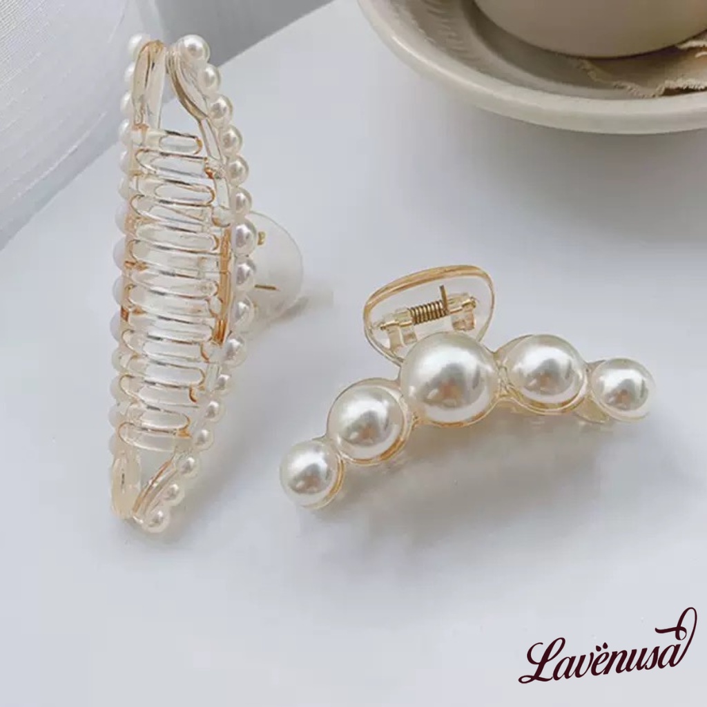 Kẹp tóc càng cua cao cấp nhựa đính ngọc trai nhân tạo thời trang LAVENUSA CT17