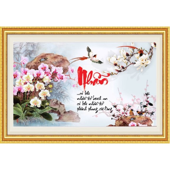 Tranh Đính Đá Chữ Nhẫn LV175 - Kích Thước 75*50cm