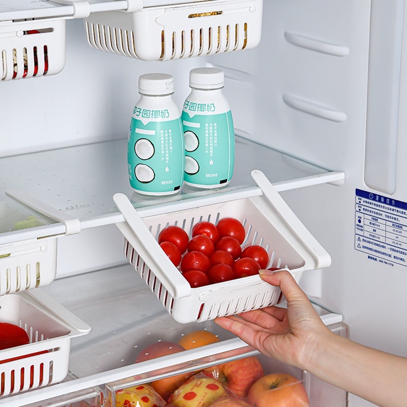 Khay nhựa đựng thực phẩm để ngăn tủ lạnh co giãn rút gọn - Khay gài tủ lạnh đa năng điều chỉnh kích thước thông minh