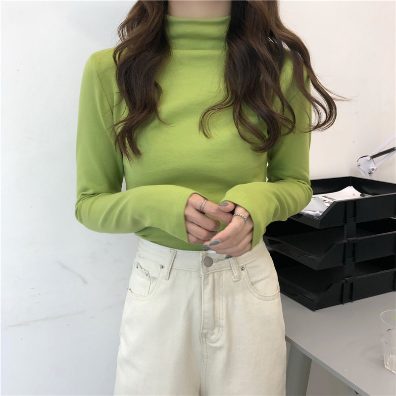 SUXI Áo thun tay dài cổ cao thời trang mùa thu