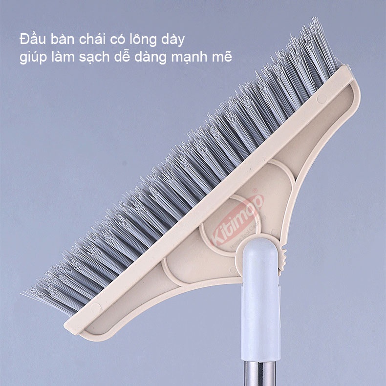 Chổi Chà Sàn Nhà Tắm 2 in 1 Thiết Kế Đầu Gạt Gước - Cây Chà Sàn Thông Minh Xoay 120 Độ Quét Nhà Sạch Mọi Góc Bẩn [VÀNG]