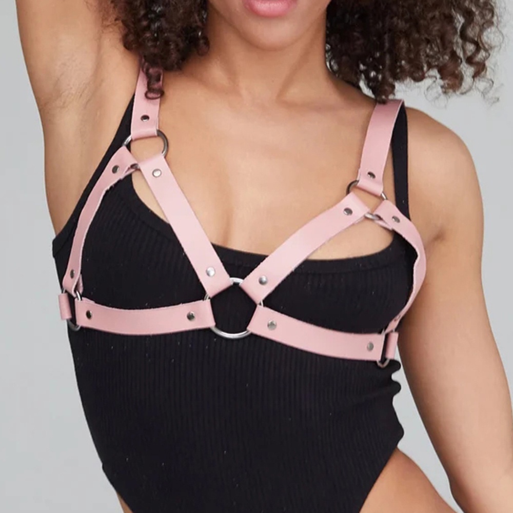 Bộ Áo Ngực Dây Da Khoét Rỗng Màu Hồng Xanh Dương Thời Trang Cho Nữ Lễ Hội Rave