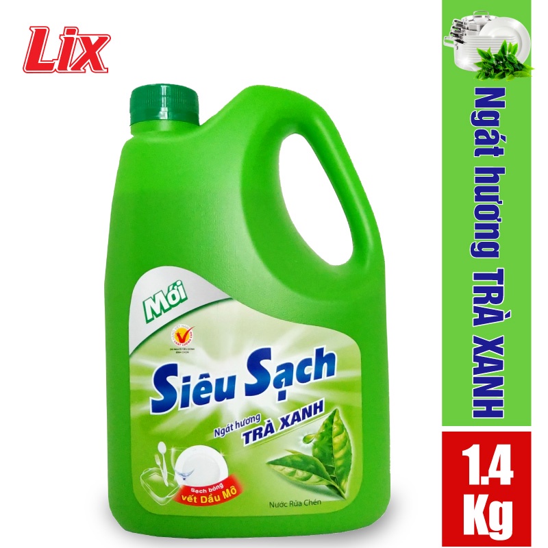 Nước rửa chén LIX siêu sạch hương trà xanh 1.4kg N8106