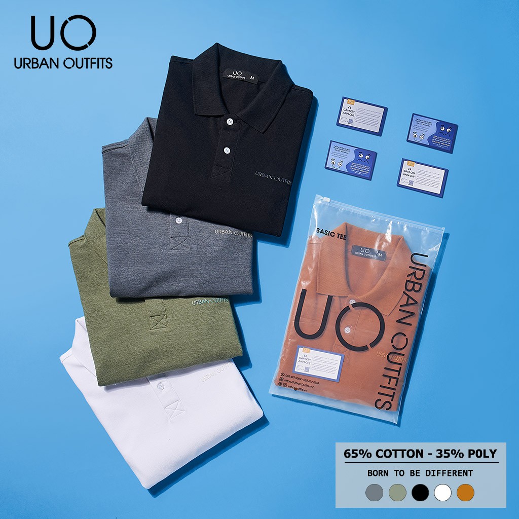 Áo Thun Cổ Bẻ Nam Nữ URBAN OUTFITS In Chữ Nổi PLR02 Kiểu Tay Ngắn Form Suông Hàn Quốc Cotton 4 Chiều Local Brand | BigBuy360 - bigbuy360.vn