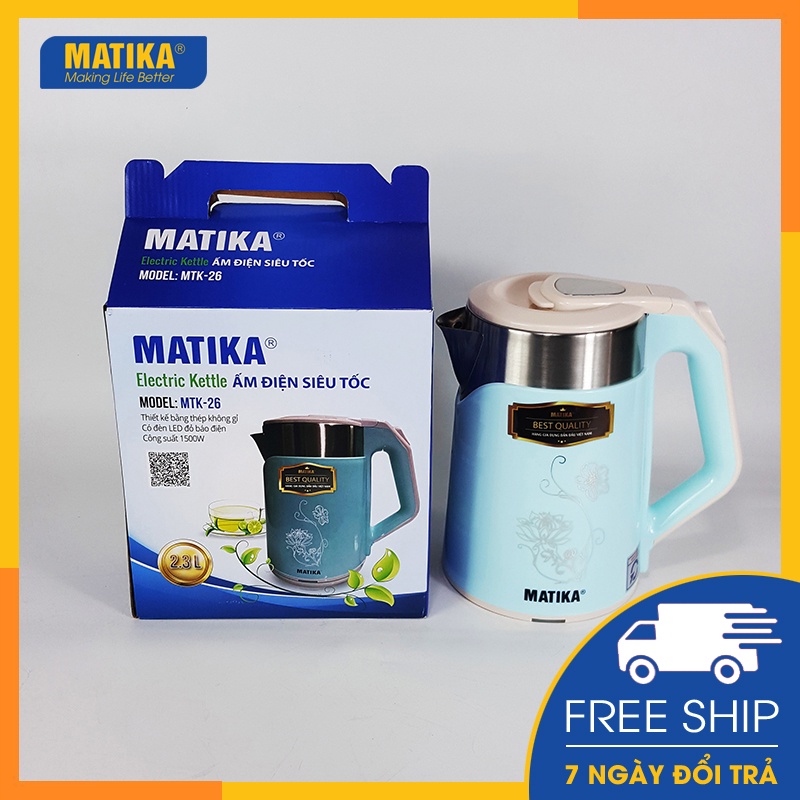 Ấm Siêu Tốc MATIKA 2.3L Xanh Ngọc MTK-26