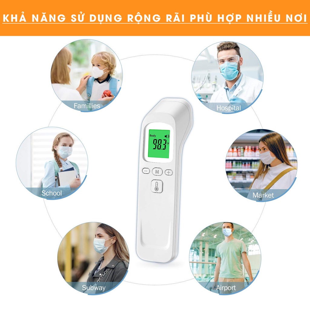 Nhiệt Kế Điện Tử Hồng Ngoại Đo Trán,Cơ Thể, Vật Thể Đa Năng Độ Chính Xác Cao &amp; Nhanh (Tặng kèm 2 pin)